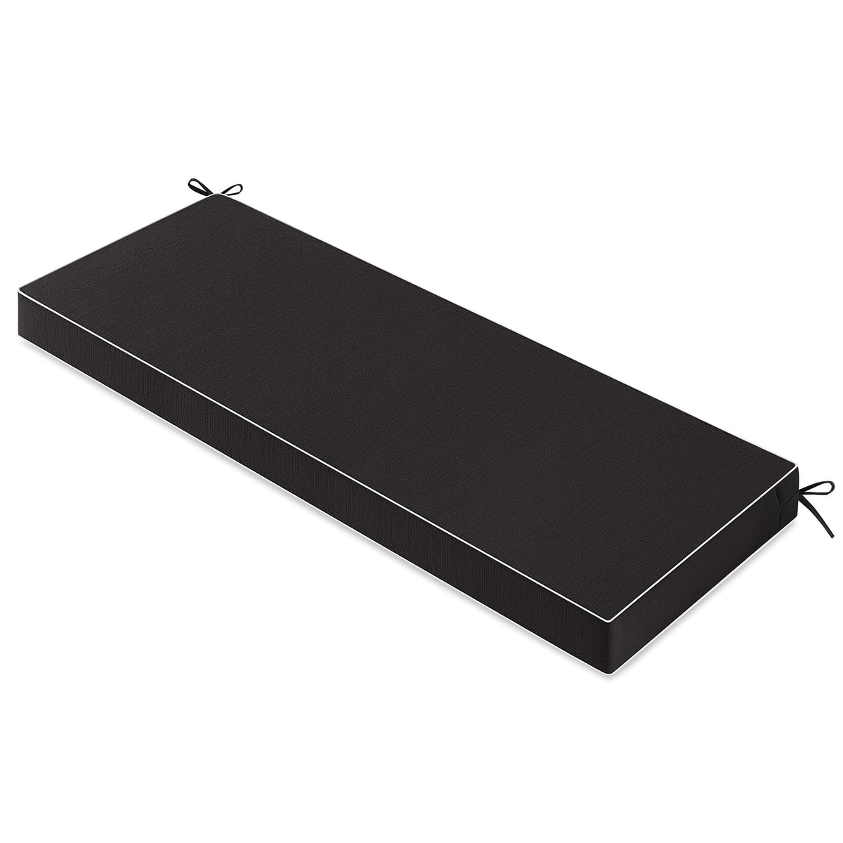 MIULEE black outdoor bench cushion front view showcases fade-resistant fabric for long outdoor use.
