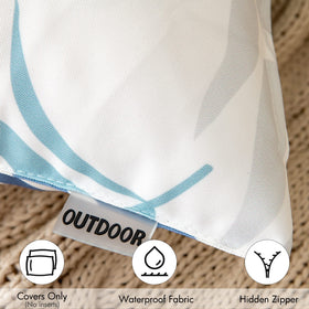 MIULEE cushion cover 18x18 blue leaves, ideal for garden or porch seating.