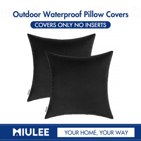 MIULEE black pillow cover enhances a Spring patio setup