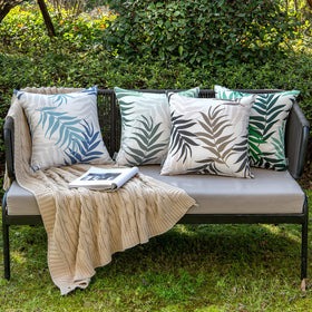 MIULEE exterior cushion cover blue leaves pattern; dustproof and easy care.
