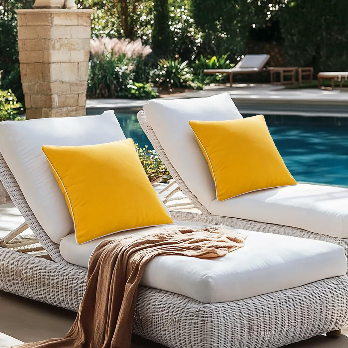 MIULEE fabric detail yellow pillow cover shows canvas texture and PU coating