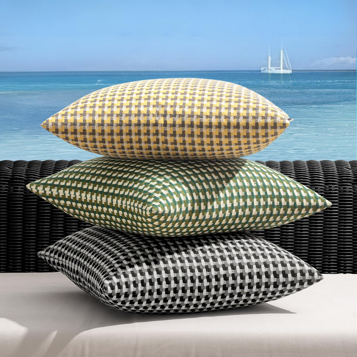 MIULEE farmhouse-boho outdoor pillow cover suits porch and patio furniture.