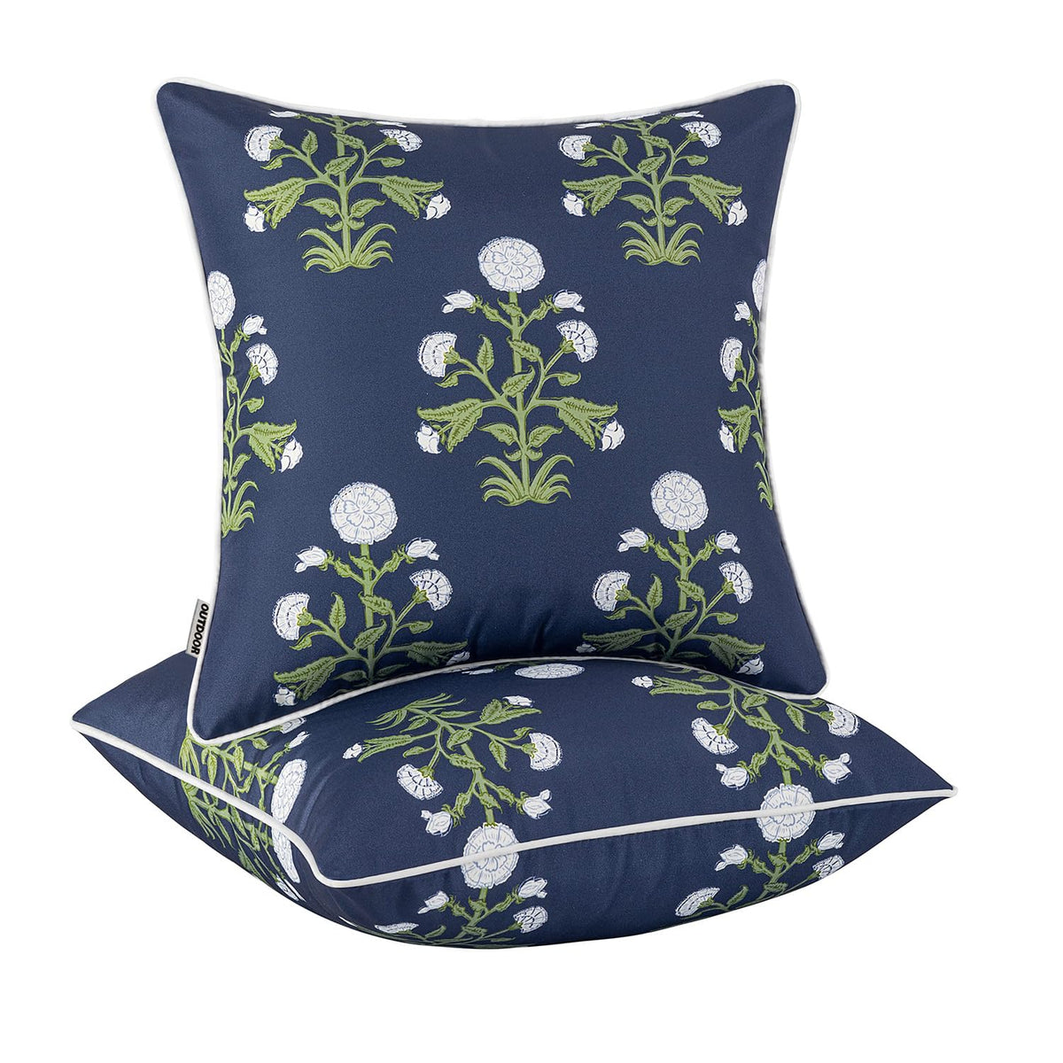 MIULEE floral outdoor pillow cover front view adds vintage charm to patios and seating.