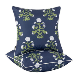 MIULEE floral outdoor pillow cover front view adds vintage charm to patios and seating.