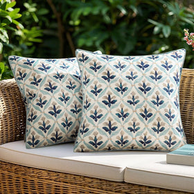 MIULEE floral pillow cover 18x18 in blue grey for indoor-outdoor cushions