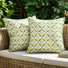 MIULEE floral pillow cover in forest green pattern for patio decor and outdoor seating.