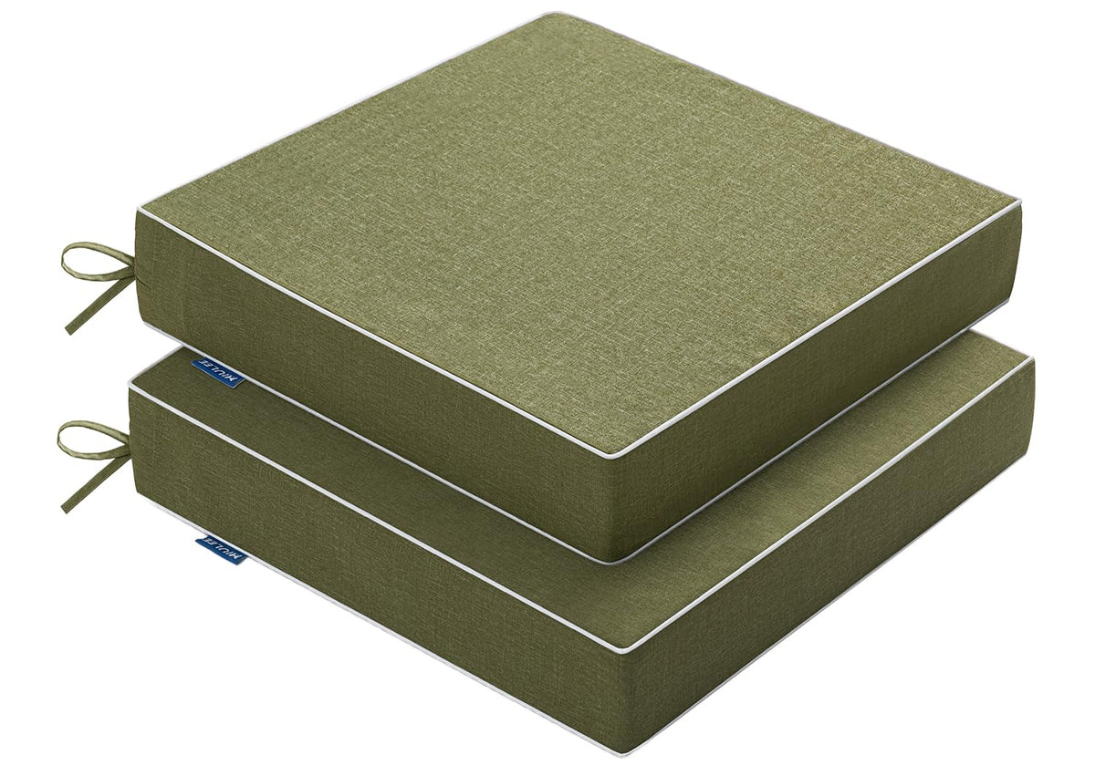 MIULEE green outdoor cushions fabric close-up showing linen-style texture and color stability