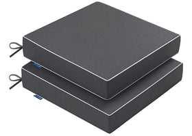 MIULEE grey outdoor chair cushions set on a patio, cozy seating for outdoor dining.
