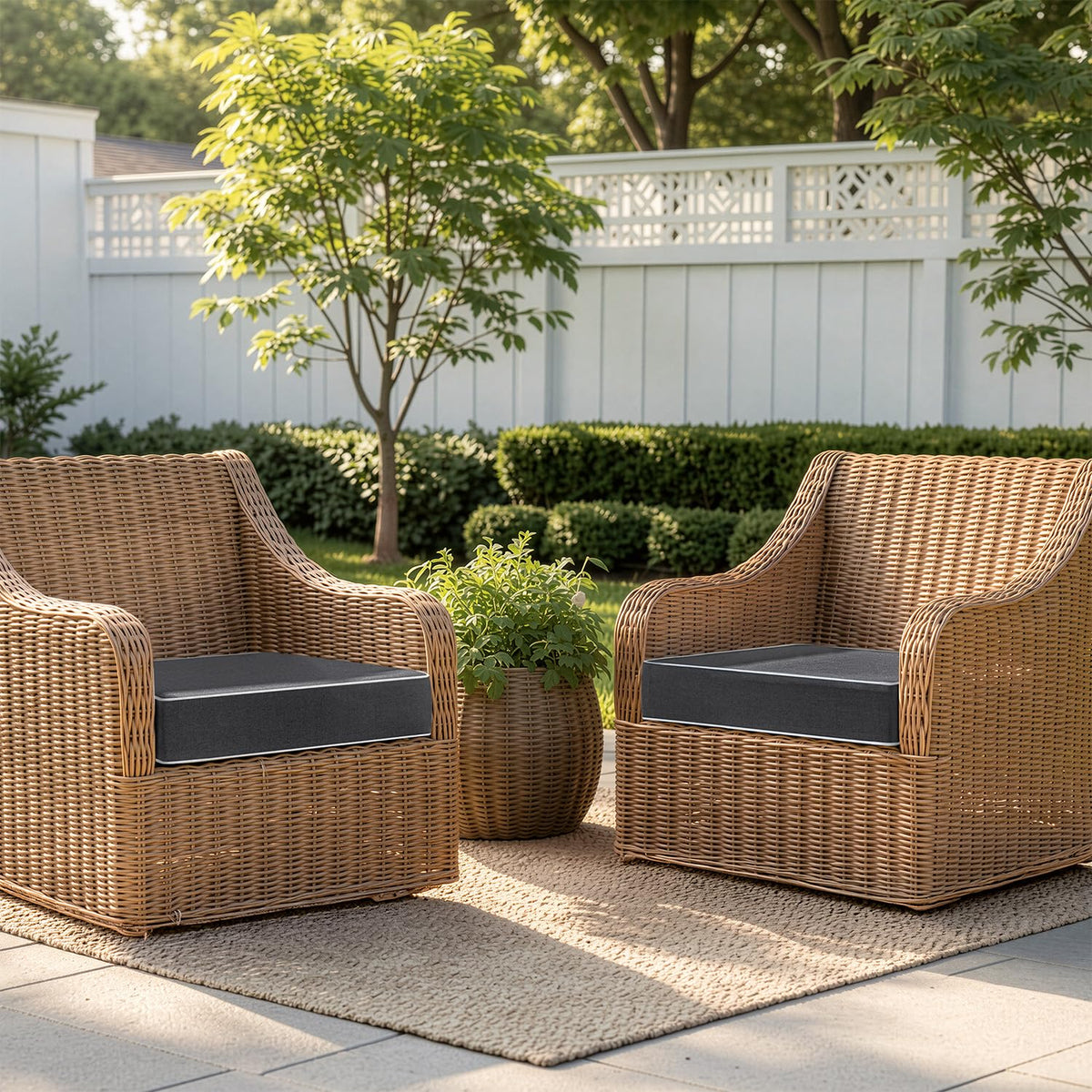 MIULEE grey outdoor cushion with waterproof cover protects against rain and spills.