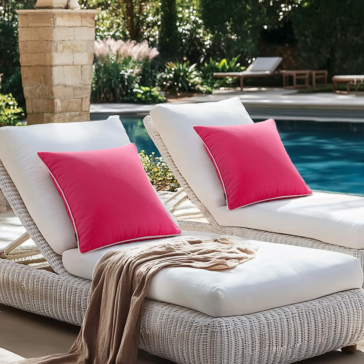 MIULEE machine washable pillow cover suitable for indoor and outdoor use.