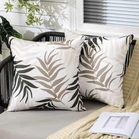 MIULEE outdoor pillow cover with natural leaves pattern for garden decor and weather resistance