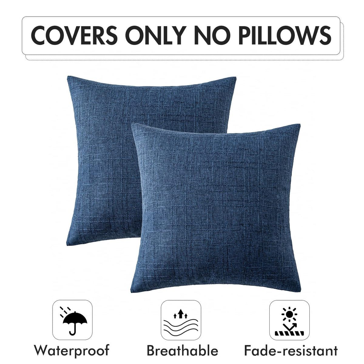 MIULEE farmhouse-style navy blue pillow cover enhances porch decor