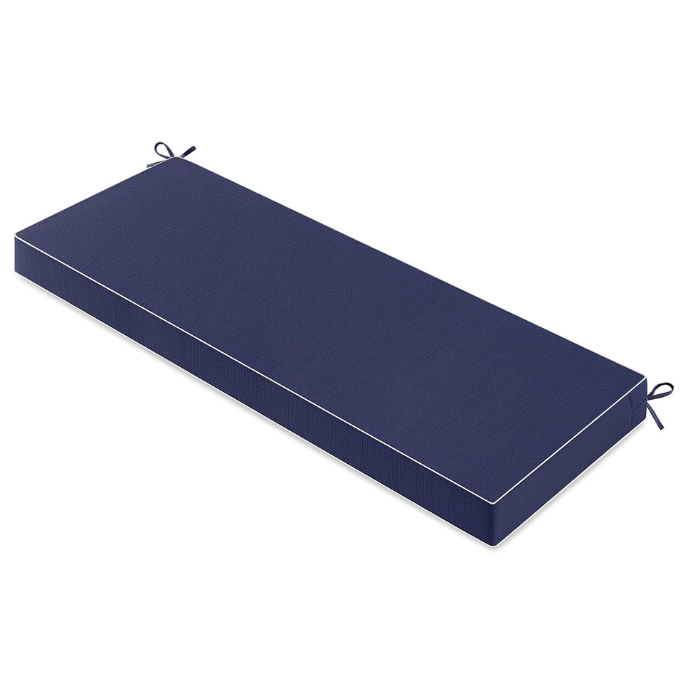 MIULEE Navy Outdoor Bench Cushion front view with fade-resistant fabric for lasting outdoor comfort