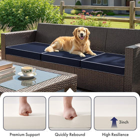 MIULEE navy cushion tie detail demonstrates secure fit on outdoor chairs