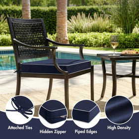 MIULEE navy cushion with white piping adds crisp tailored look for outdoor seating