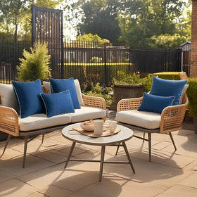 MIULEE Navy outdoor pillow cover complements patio furniture for outdoor use.