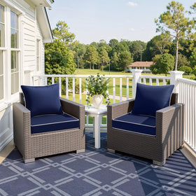 MIULEE navy cushion back view shows dual-layer waterproof protection for outdoor use