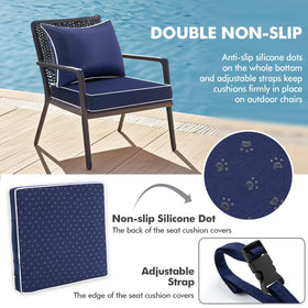 MIULEE navy cushion with adjustable straps for secure outdoor fit