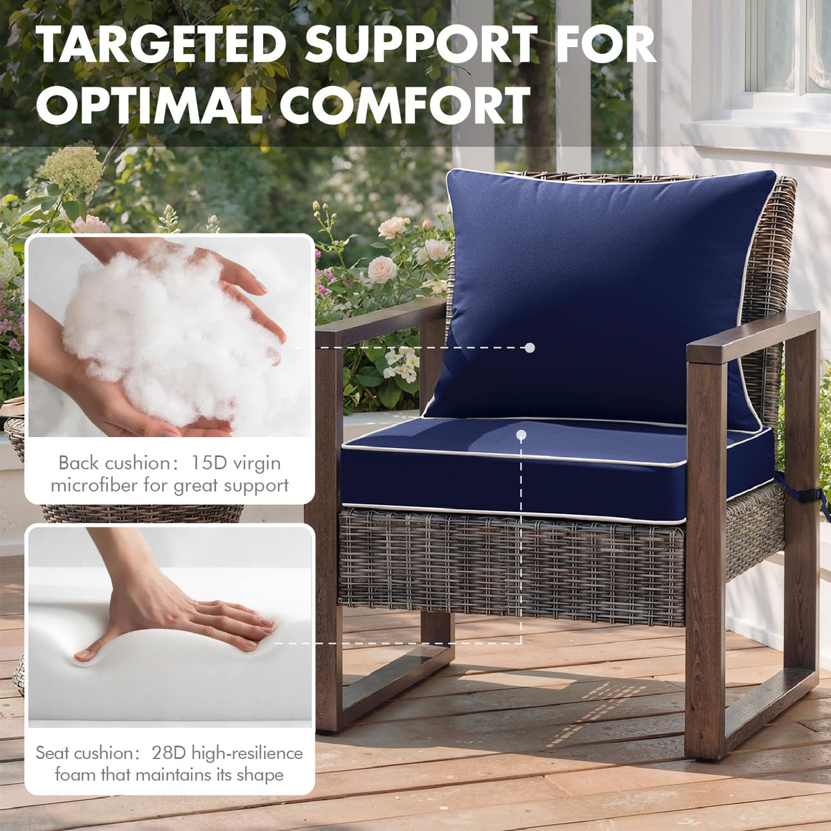 MIULEE navy cushion built-in handle for effortless moving and cleaning