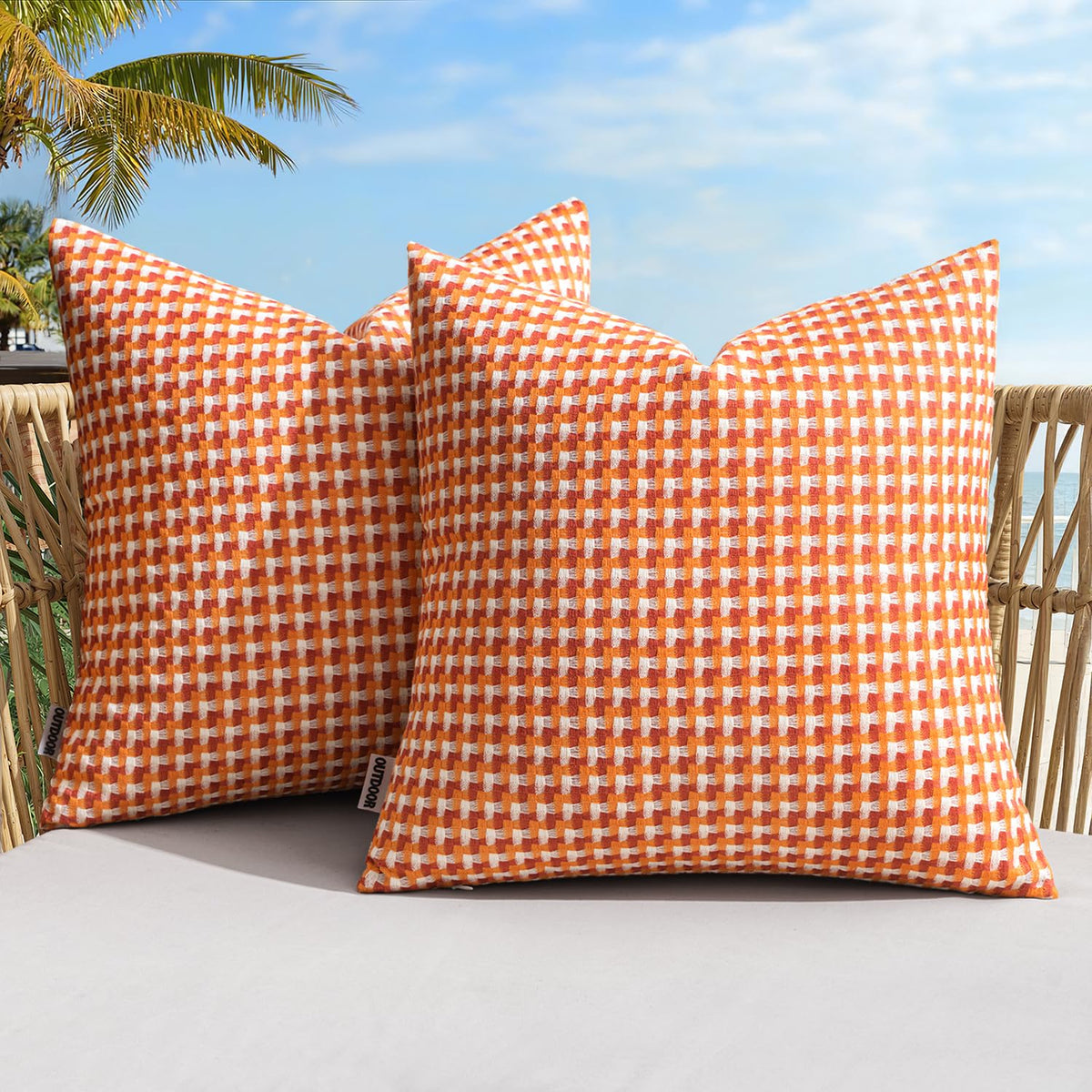 MIULEE orange outdoor pillow cover 18x18 adds vibrant patio comfort