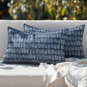 MIULEE outdoor lumbar pillow 12x20 fabric closeup showing durable canvas with PU coating.