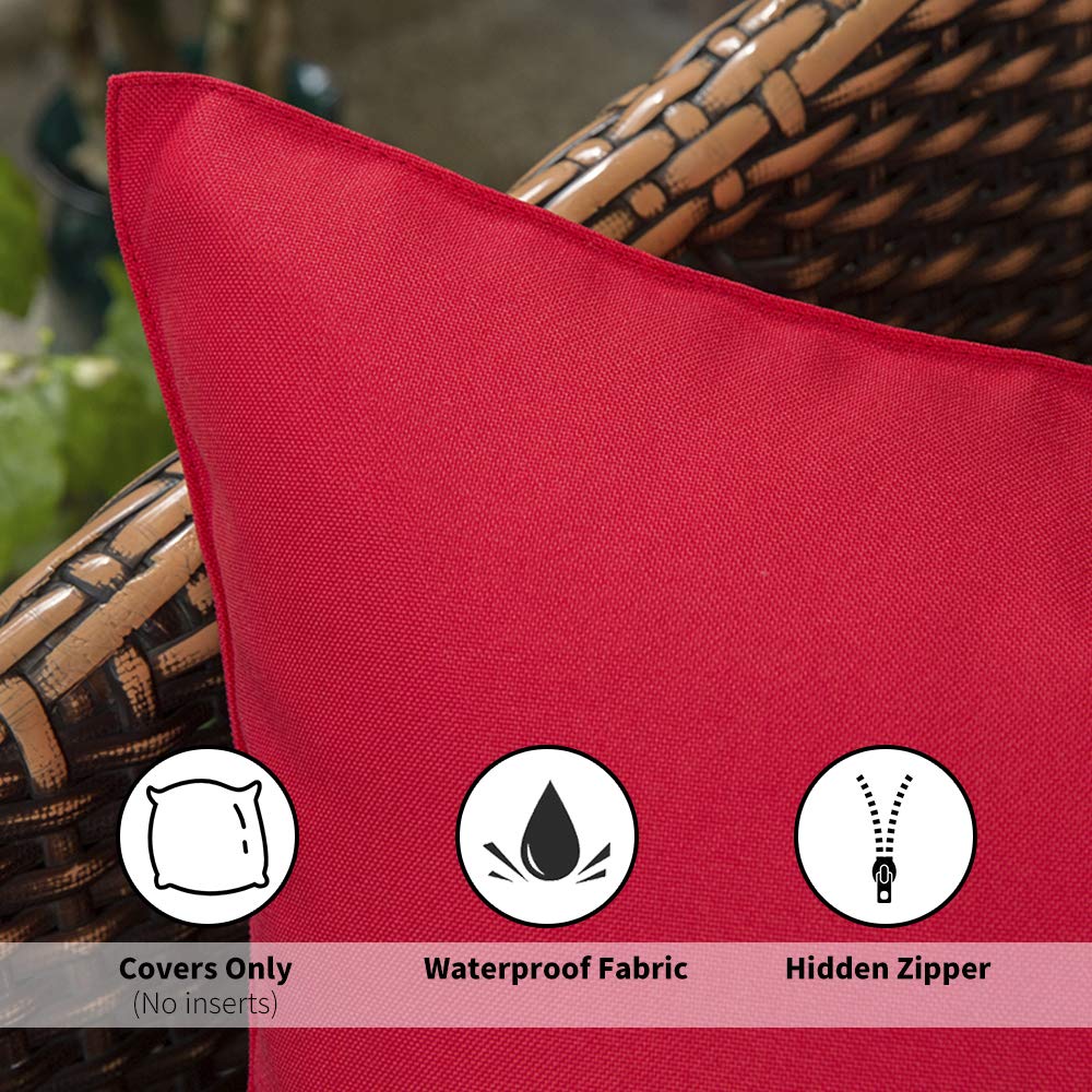 MIULEE 18x18 red pillow cover, close-up texture for durability and outdoor use.