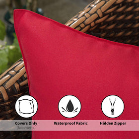 MIULEE 18x18 red pillow cover, close-up texture for durability and outdoor use.