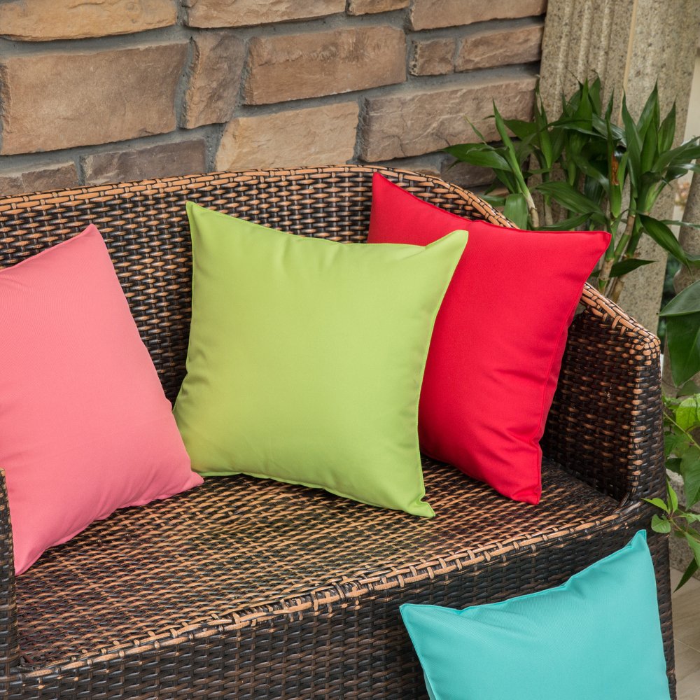 MIULEE 18x18 red pillow cover, PU coating close-up shows weather resistance.