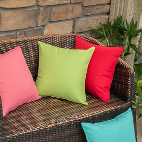 MIULEE 18x18 red pillow cover, PU coating close-up shows weather resistance.
