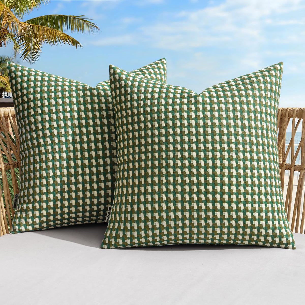 MIULEE outdoor pillow cover in green, 18x18, ideal for patio styling.