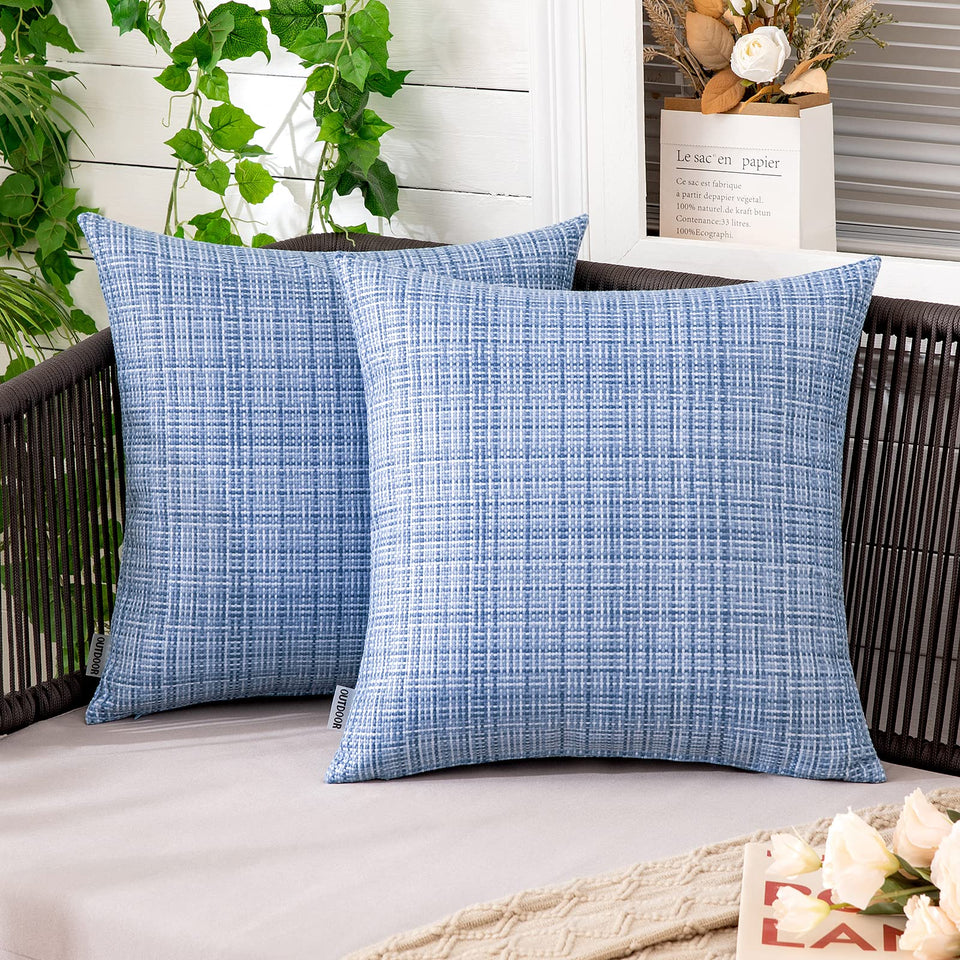 MIULEE outdoor pillow cover light blue front view for patio ambiance