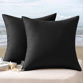 MIULEE outdoor pillow cover pair in black for patio décor and weather resistance