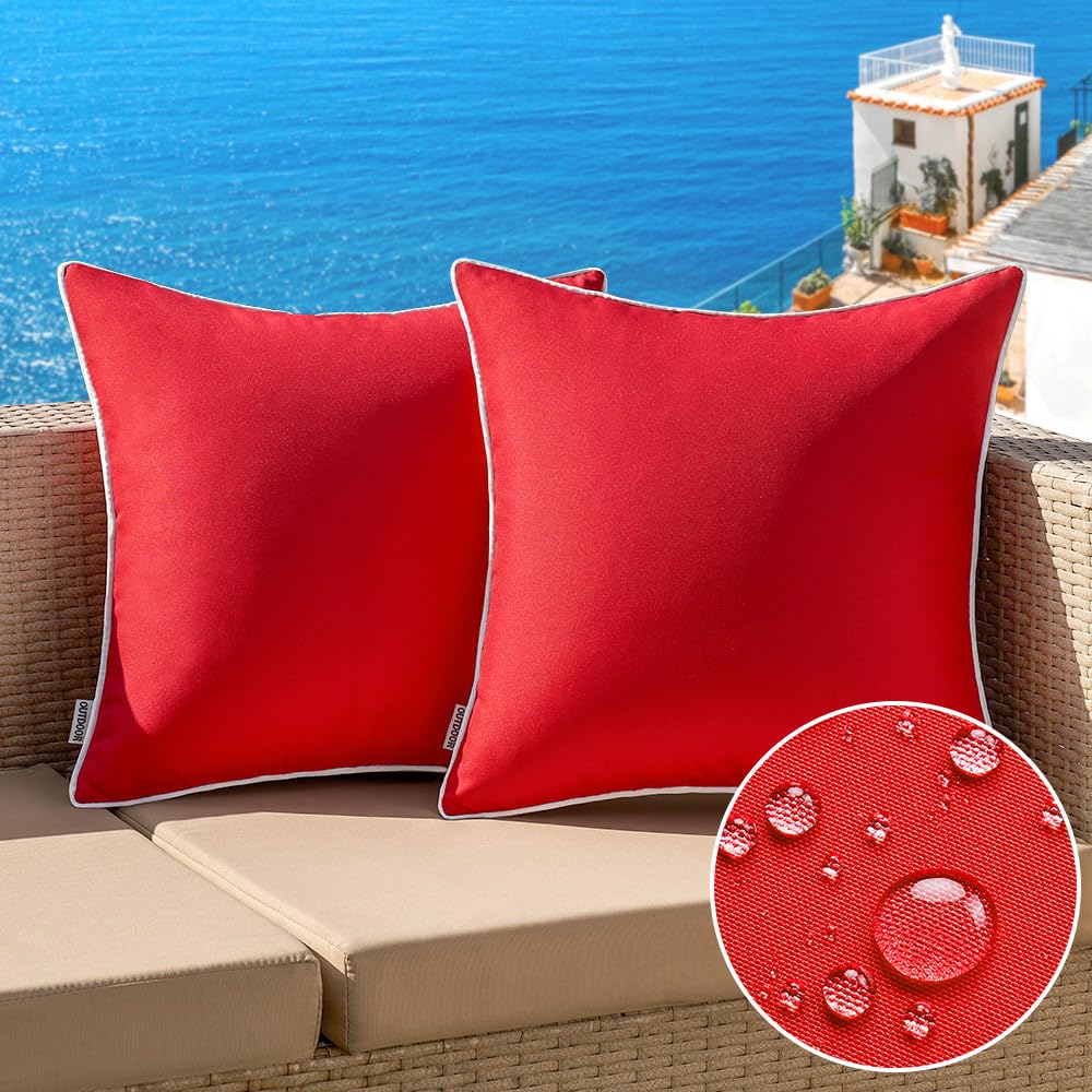 MIULEE red outdoor pillow cover 18x18 offers splash protection for patio.