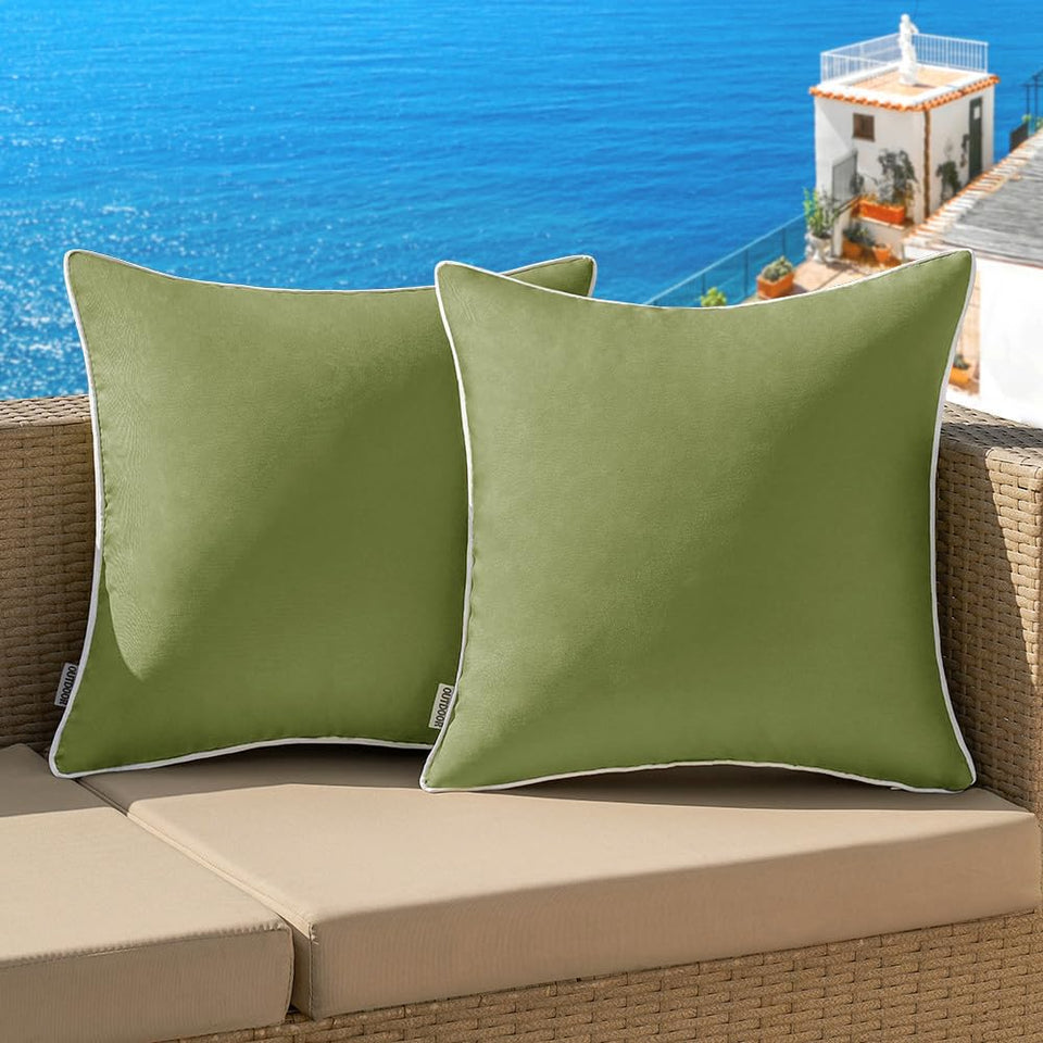 MIULEE outdoor pillow cover in sage green 18x18, weather-ready for patios and porches