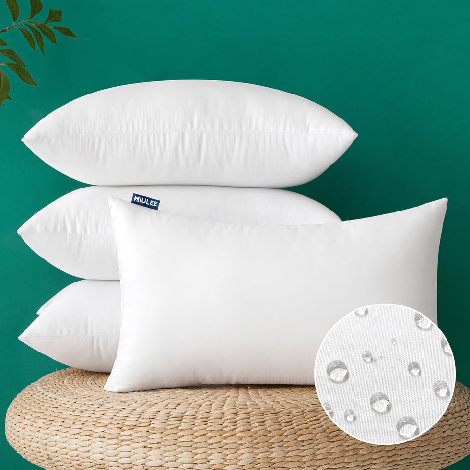 MIULEE outdoor pillow insert 12x20 front view highlighting waterproof construction.
