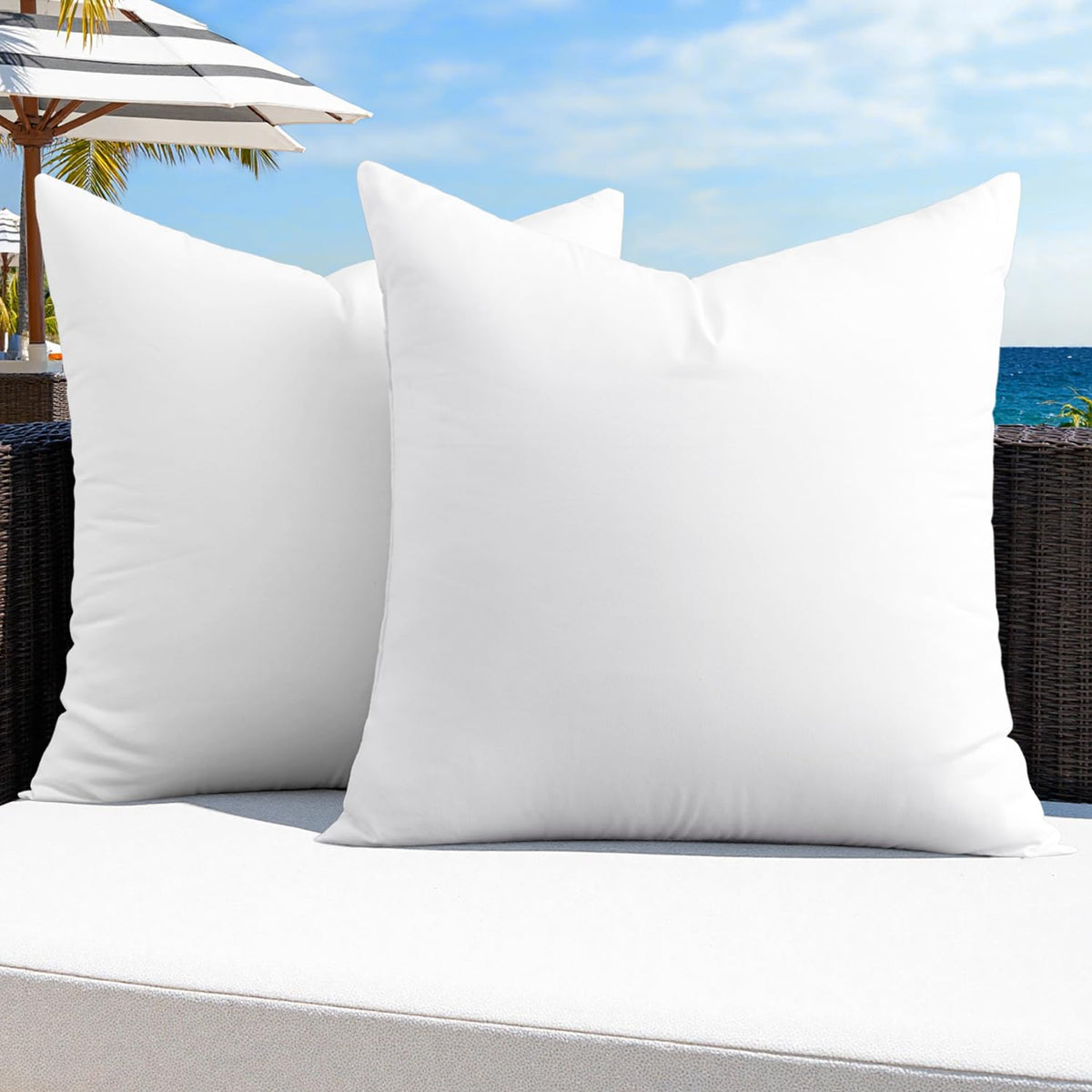 MIULEE outdoor pillow inserts two-pack shown on patio furniture for durable seating