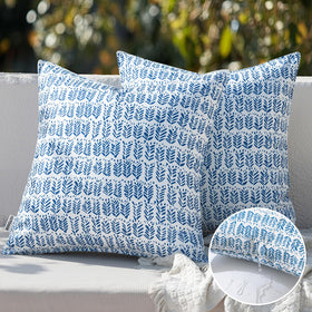 MIULEE outdoor pillow royal blue fabric closeup shows durable canvas with PU coating for outdoor use.
