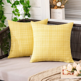 MIULEE outdoor waterproof pillow cover 16x16 closeup showing water resistance for patio use.