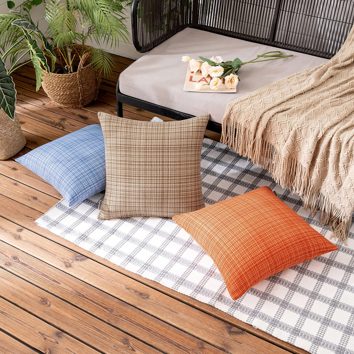 MIULEE orange cover for indoor and outdoor setups, versatile decor.