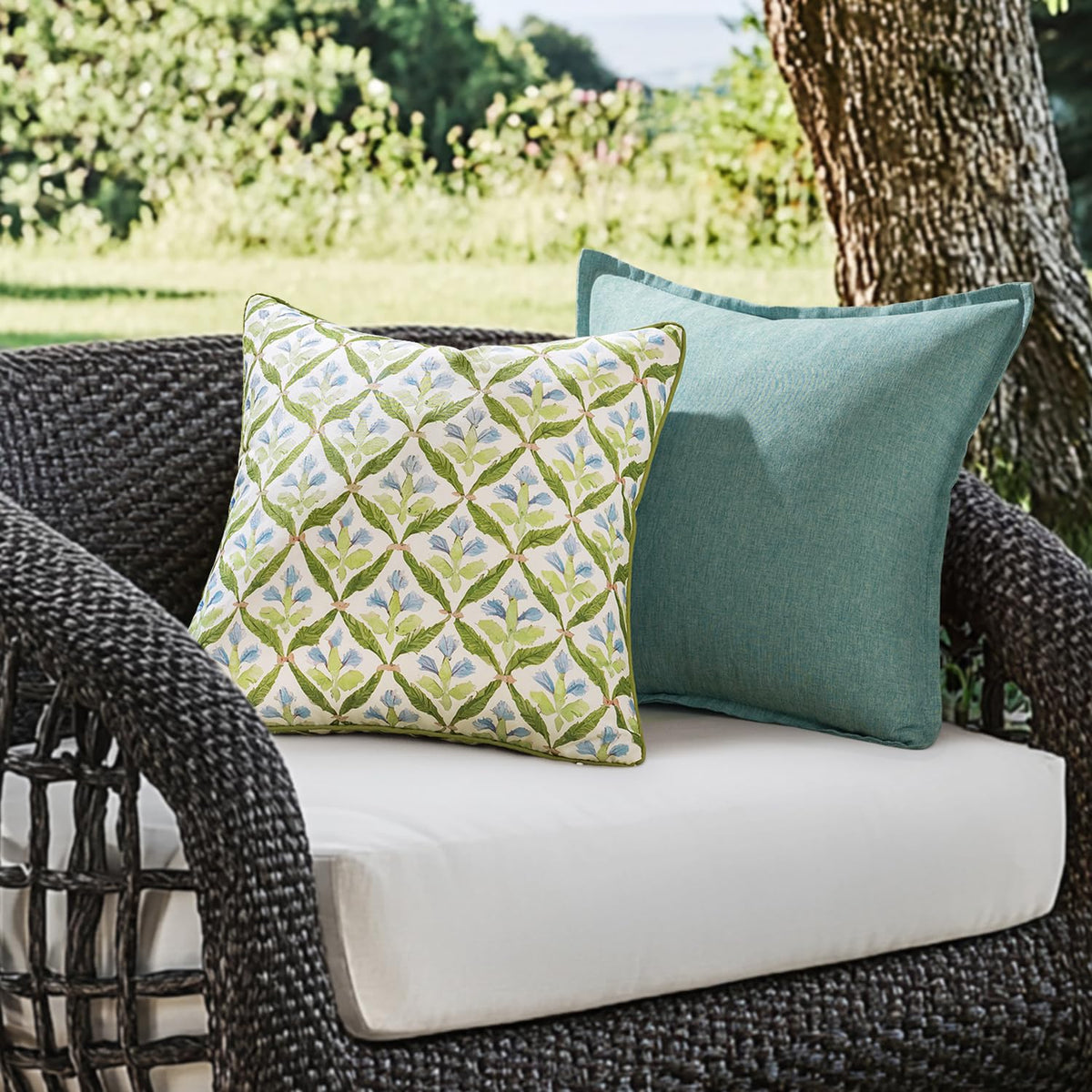 MIULEE pillow cover for outdoor patio with forest green design, enhances garden seating.