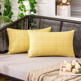 MIULEE outdoor waterproof pillow cover in yellow; protects inserts from moisture on patios.