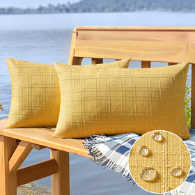 MIULEE outdoor waterproof pillow cover in yellow for patio cushions