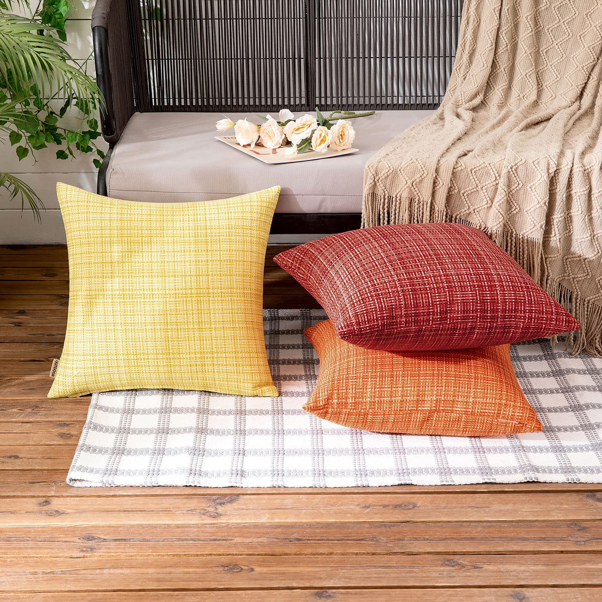 MIULEE washable 16x16 pillow cover with quick-care instructions and versatility.
