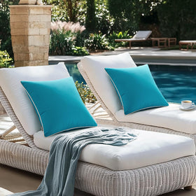 MIULEE water-resistant canvas teal pillow cover suitable near pools or gardens.