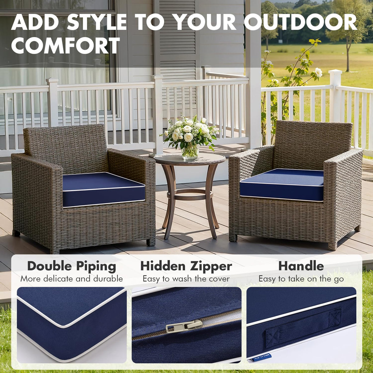 MIULEE waterproof fabric cushion cover keeps seating dry during splashes