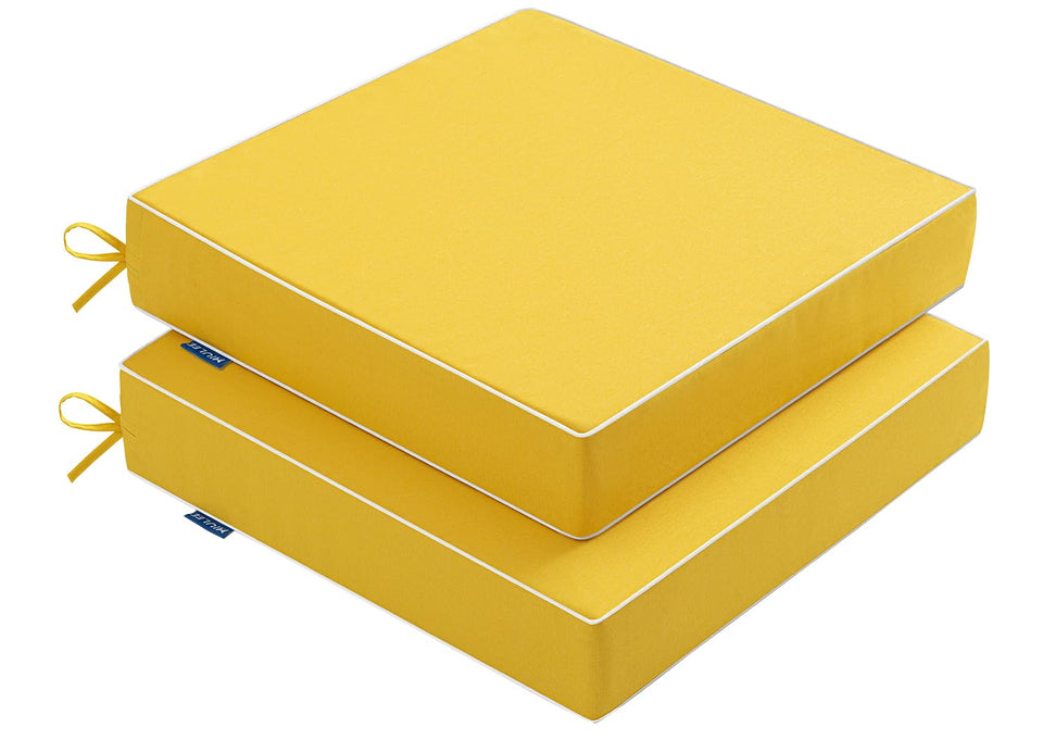 MIULEE yellow outdoor chair cushions set of 2 with waterproof covers for patio comfort.