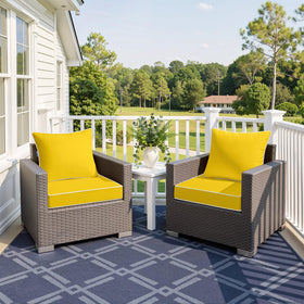 MIULEE yellow outdoor seat cushion top view with built-in handle for easy carrying.