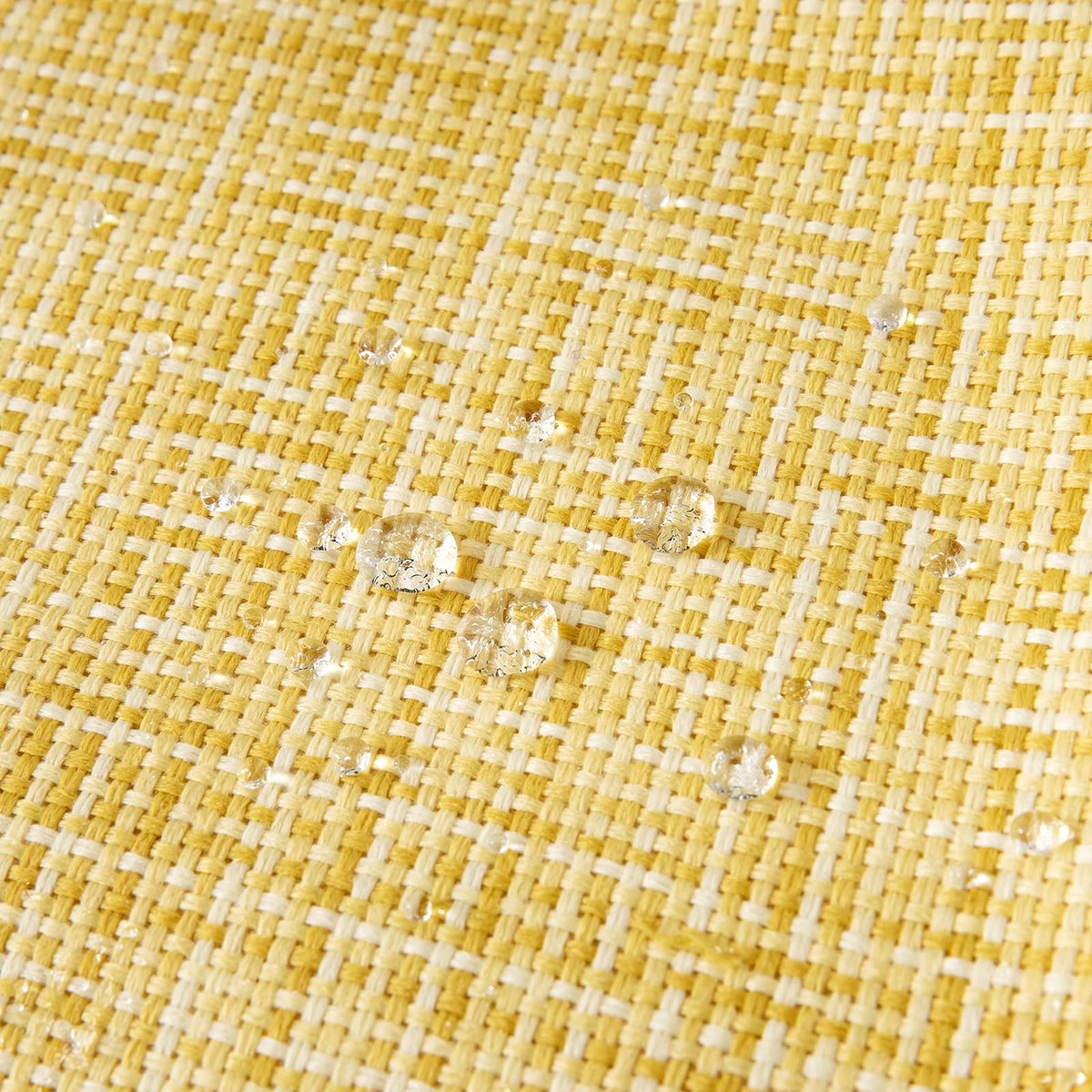 MIULEE yellow pillow cover on a patio sofa highlighting durable outdoor decor.