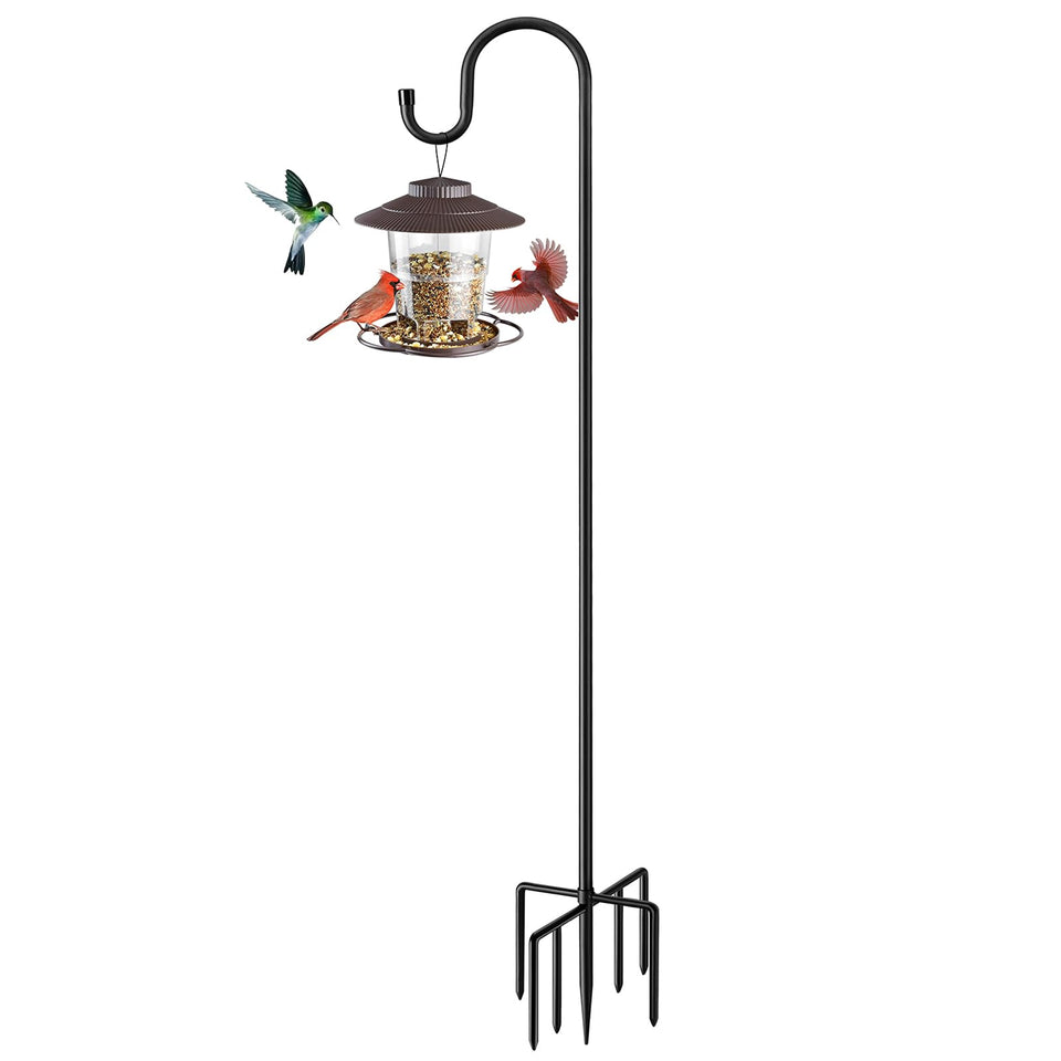 MIUVIBENI 84 inch shepherds hook with 5 prong base for stable bird feeders