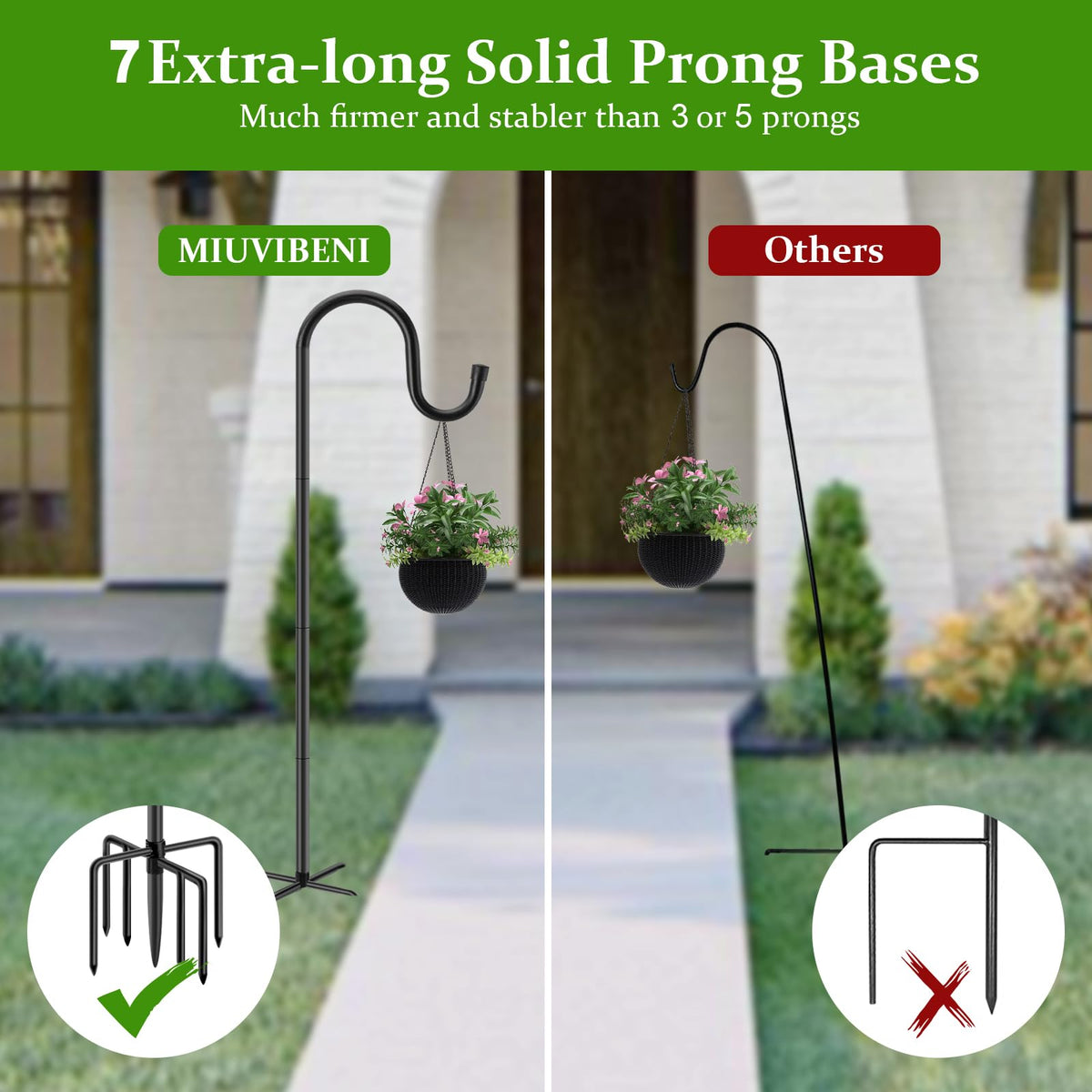 MIUVIBENI black powder-coated stake resists the elements for long-lasting use